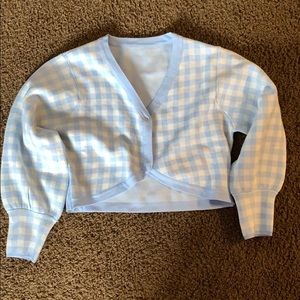 Blue and white sweater